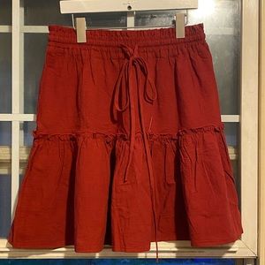 vintage style 60s/70s red ruffle drawstring skirt